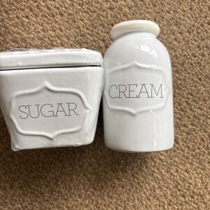 Threshold Cream Sugar  Jar Bowl Porcelain Ceramic Stoneware White